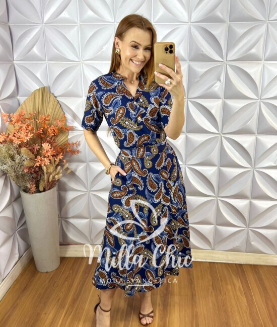 Conjunto Poliana em Viscolinho - Azul Marinho - Milla Chic