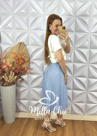 Milla Chic - millachic com br conjunto taciane com saia plissada azul 10 Conjunto Taciane Com Saia Plissada - Azul - Milla Chic