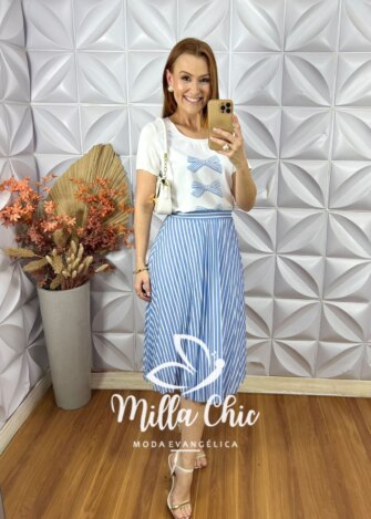 Milla Chic - millachic com br conjunto taciane com saia plissada azul 11 Conjunto Taciane Com Saia Plissada - Azul - Milla Chic