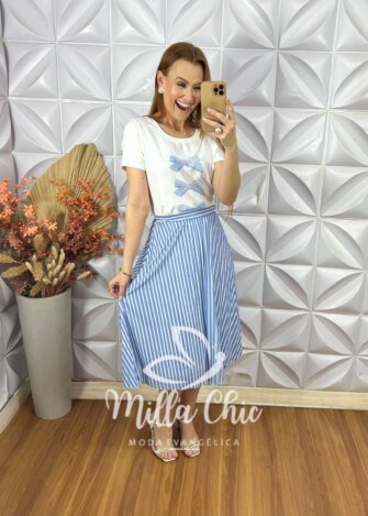 Milla Chic - millachic com br conjunto taciane com saia plissada azul 9 Conjunto Taciane Com Saia Plissada - Azul - Milla Chic