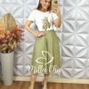 Conjunto Taciane Com Saia Plissada - Oliva - Milla Chic