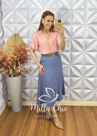 Milla Chic - millachic com br saia joaquina em alfaiataria rosa antigo 6 Saia Joaquina Em Alfaiataria - Rosa Antigo - Milla Chic