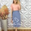 Saia Porsha Em Alfaiataria Marrant - Azul Lavanda - Milla Chic
