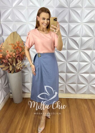 Milla Chic - millachic com br saia porsha em alfaiataria marrant azul lavanda 2 Saia Porsha Em Alfaiataria Marrant - Azul Lavanda - Milla Chic
