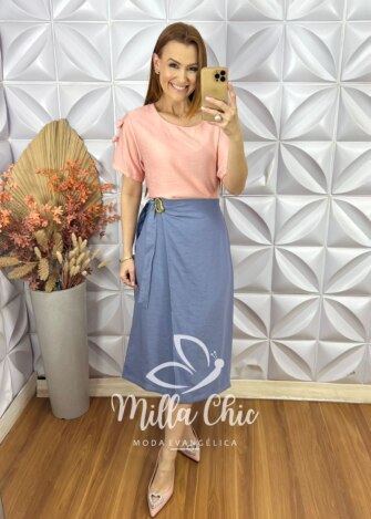Milla Chic - millachic com br saia porsha em alfaiataria marrant azul lavanda 3 Saia Porsha Em Alfaiataria Marrant - Azul Lavanda - Milla Chic
