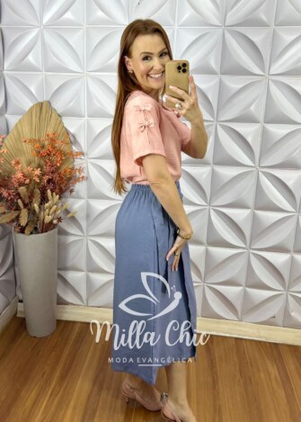 Milla Chic - millachic com br saia porsha em alfaiataria marrant azul lavanda Saia Porsha Em Alfaiataria Marrant - Azul Lavanda - Milla Chic