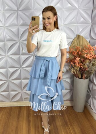 T-shirt Abençoada - Off White - Milla Chic