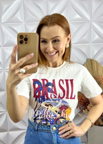 T-shirt Brasil - Off White - Milla Chic