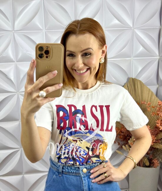 T-shirt Brasil - Off White - Milla Chic