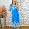 Vestido Adriana Bordado - Azul Capri - Milla Chic