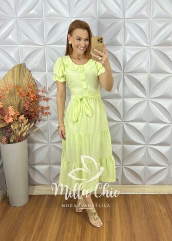 Vestido Adriane Em Viscose Acetinada - Azul Baby - Milla Chic