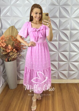 Milla Chic - millachic com br vestido amalia com laco verde lima copia 10 Vestido Amália Com Laço - Rosa Babalú - Milla Chic