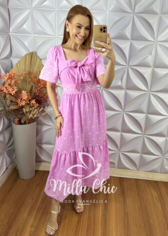 Milla Chic - millachic com br vestido amalia com laco verde lima copia 8 Vestido Amália Com Laço - Rosa Babalú - Milla Chic