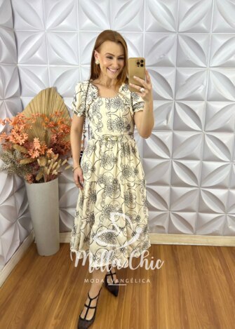 Vestido Amira Em Bordado Cordône - Jade - Milla Chic