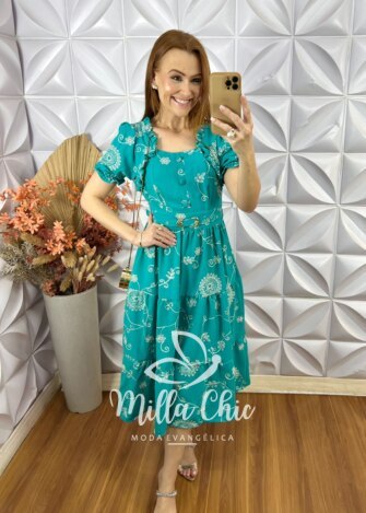 Vestido Amira Em Bordado Cordône - Jade - Milla Chic