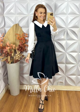 Milla Chic - millachic com br vestido ana laura em suedi preto 1 Vestido Ana Laura Em Suedi - Preto - Milla Chic
