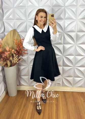 Vestido Ana Laura Em Suedi - Preto - Milla Chic