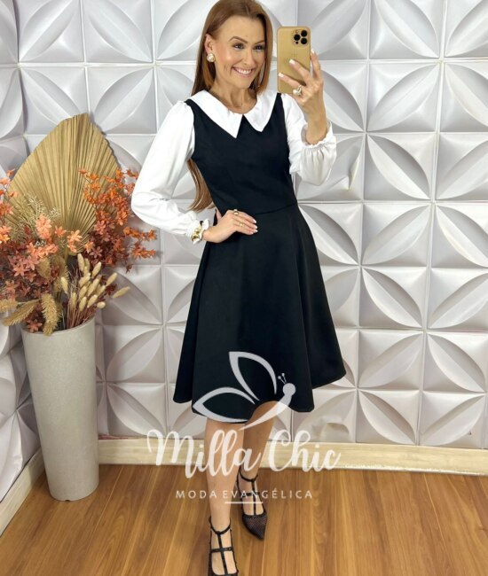 Vestido Ana Laura Em Suedi - Preto - Milla Chic