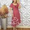 Milla Chic - millachic com br vestido camponesa em viscolinho vermelho coral 4 Vestido Camponesa Em Viscolinho - Vermelho Coral - Milla Chic