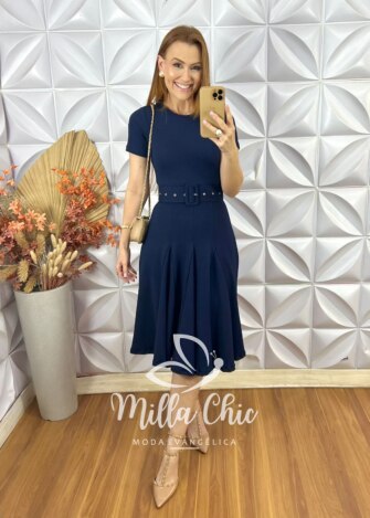 Vestido Cloe Em Anaruga - Azul - Milla Chic