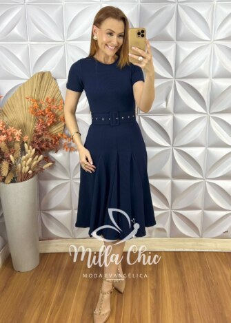 Vestido Cloe Em Anaruga - Azul - Milla Chic