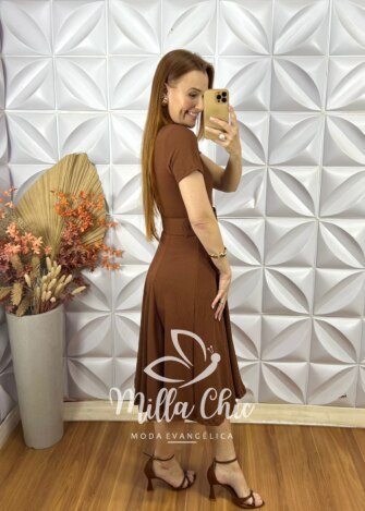 Milla Chic - millachic com br vestido cloe em anaruga marrom 3 Vestido Cloe Em Anaruga - Marrom - Milla Chic