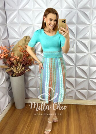 Vestido Darlene Em Tricot Modal - Azul - Milla Chic