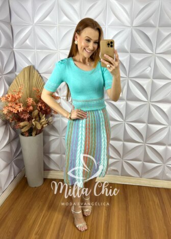 Vestido Darlene Em Tricot Modal - Azul - Milla Chic