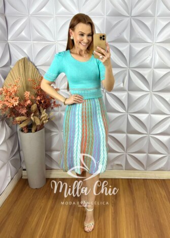 Vestido Darlene Em Tricot Modal - Azul - Milla Chic