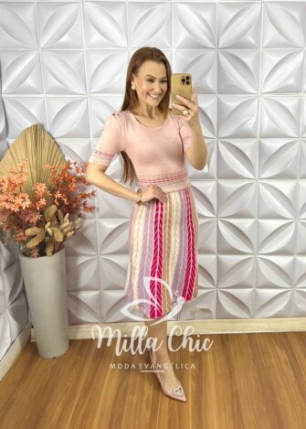 Vestido Darlene Em Tricot Modal - Rosa - Milla Chic