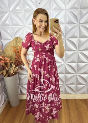 Milla Chic - millachic com br vestido gabriela em chiffon vinho Vestido Gabriela Em Chiffon - Vinho - Milla Chic