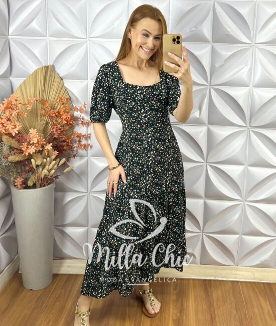Vestido Tainá em Viscolinho - Preto - Milla Chic