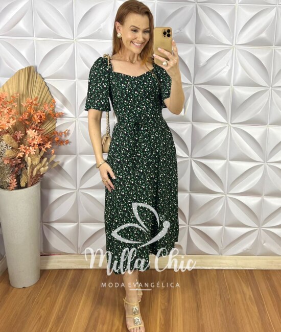Vestido Geórgia Estampado- Preto Floral - Milla Chic