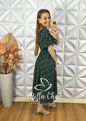 Vestido Geórgia Estampado- Preto Floral - Milla Chic