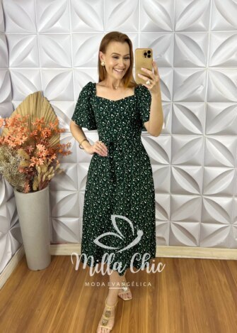 Vestido Geórgia Estampado- Preto Floral - Milla Chic