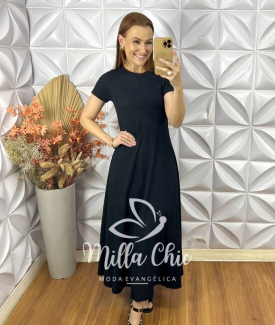 Vestido Irene Em Viscolinho - Preto - Milla Chic