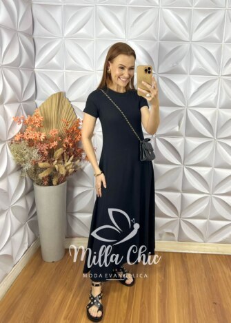 Vestido Irene Em Viscolinho - Preto - Milla Chic