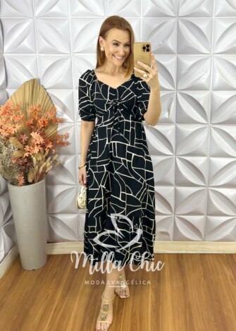 Vestido Juliana Em Viscolinho - Preto - Milla Chic