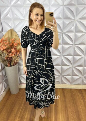 Vestido Juliana Em Viscolinho - Preto - Milla Chic