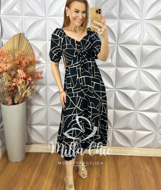Vestido Juliana Em Viscolinho - Preto - Milla Chic