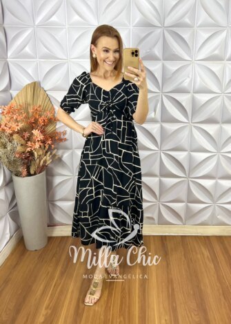 Vestido Juliana Em Viscolinho - Preto - Milla Chic