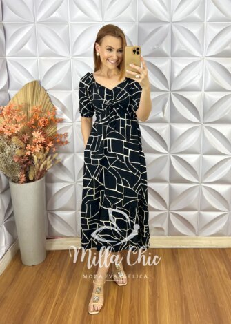 Vestido Juliana Em Viscolinho - Preto - Milla Chic