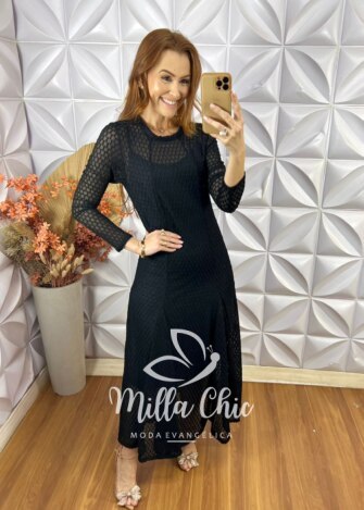 Vestido Julieta Em Renda Crochet - Nude - Milla Chic