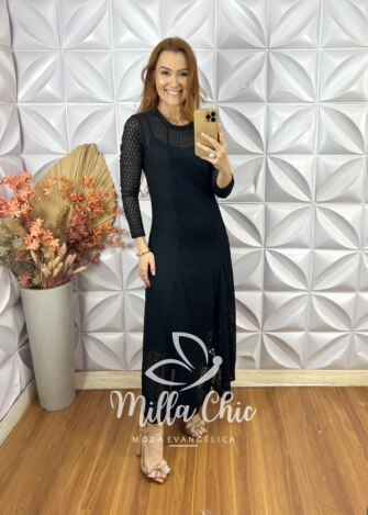 Vestido Julieta Em Renda Crochet - Nude - Milla Chic