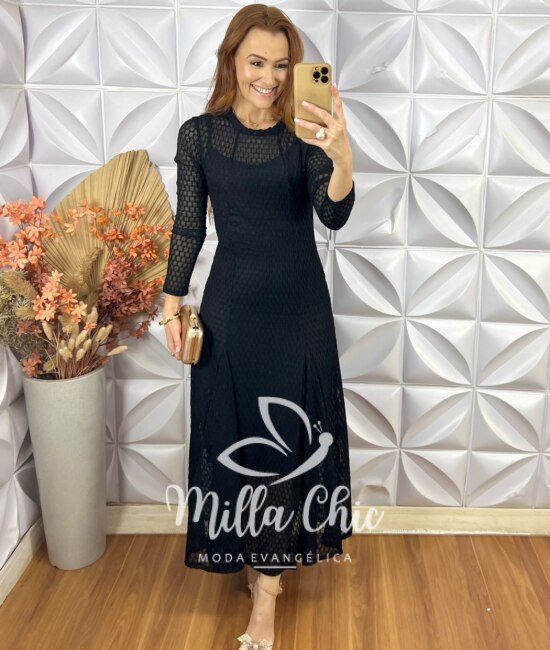 Vestido Julieta Em Renda Crochet - Nude - Milla Chic