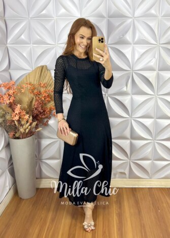 Vestido Julieta Em Renda Crochet - Nude - Milla Chic