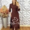 Milla Chic - millachic com br vestido keila em viscose acetinada marrom 1 Vestido Keila Em Viscose Acetinada - Marrom - Milla Chic