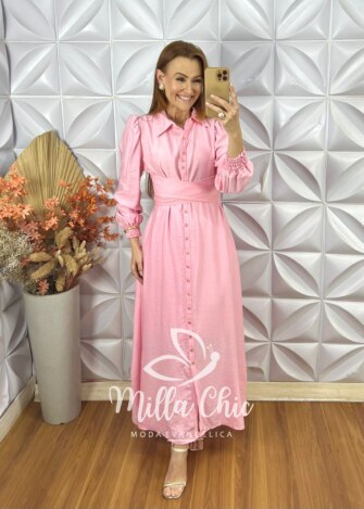 Milla Chic - millachic com br vestido keila em viscose acetinada rosa baby 3 Vestido Keila Em Viscose Acetinada - Rosa Baby - Milla Chic