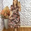 Vestido Letícia Em Chiffon Estampado - Cores de Outono - Milla Chic