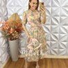 Vestido Letícia Em Chiffon Estampado - Nude - Milla Chic